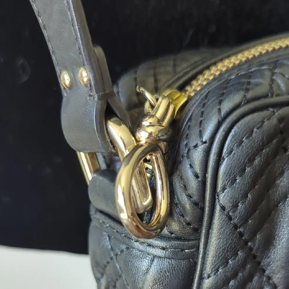 Quilted Black and Gold Crossbody Bag